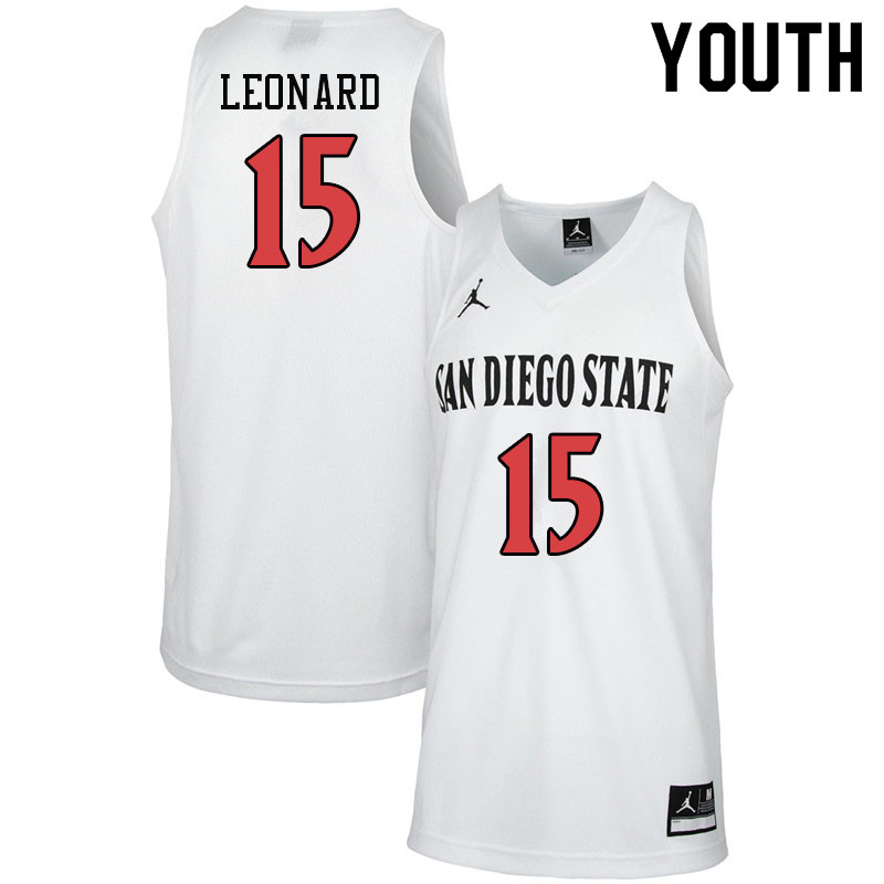 Jordan Brand Youth #15 Kawhi Leonard San Diego State Aztecs College Basketball Jerseys-White